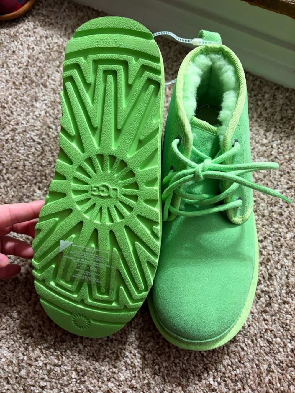 UGG Bright Green Chukka Boot with Shearling Lining
